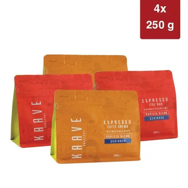 Ital'Bar Espresso Çekirdek 250 Gr (2 Adet) + Caffe Crema Espresso Çekirdek 250 Gr (2 Adet) 4'lü Tanışma Paketi