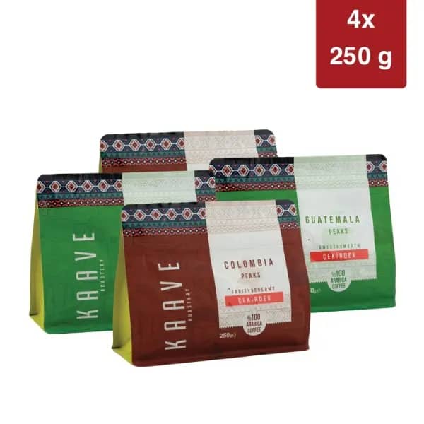 Colombia Peaks Çekirdek 250 Gr (2 Adet) + Guatemala Peaks Çekirdek 250 Gr (2 Adet) 4'lü Tanışma Paketi