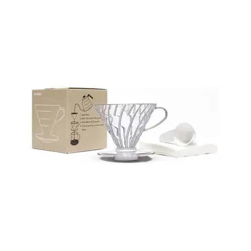 HARİO V60 02 ŞEFFAF PLASTİK DRİPPER VE 40’Lİ FİLTRE KAĞIDI SETİ