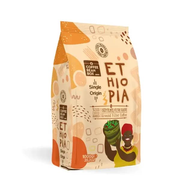 CoffeeBeanBox Ethiopia Single Origin Öğütülmüş Filtre Kahve 1000 gr