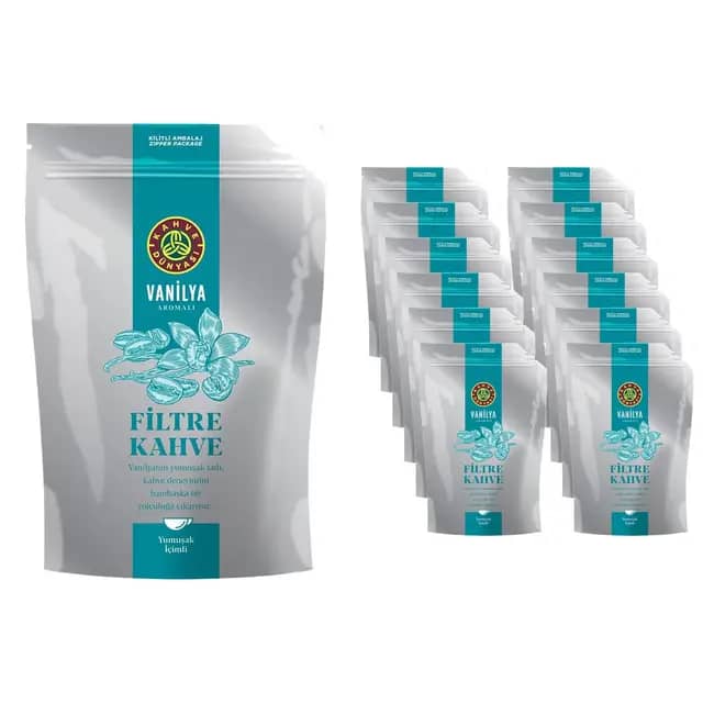 Kahve Dünyası Vanilya Aromalı Filtre Kahve 3 kg (250 g x 12 Adet) – Öğütülmüş Koli