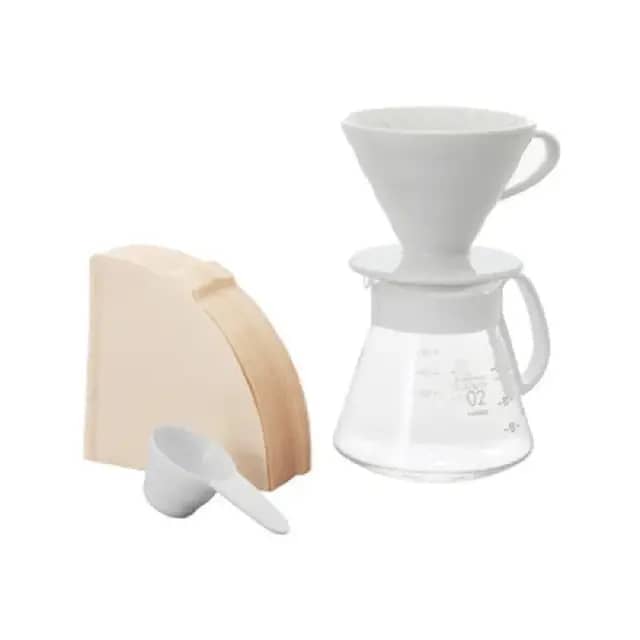 Hario V60 02 Seramik Kahve Demleme Seti ''Beyaz