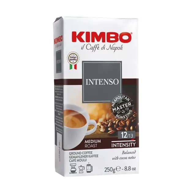 KIMBO INTENSO Filtre Kahve 250 g | İtalya'da Öğütülmüş Orta Kavrulmuş | Kakao Notaları ve Dolgun Gövdeli | Vakum Paket