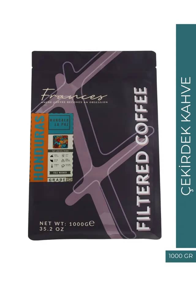 %100 Arabica Honduras Marca La Paz | Çekirdek Filtre Kahve | 1000 GR | Orta Yoğunluk