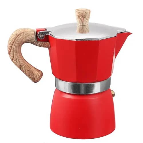 CoffeeHutt Aloha Moka Pot 150 ml 3 Cup Kırmızı