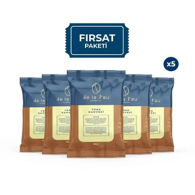 De La Pau Taze Öğütülmüş Premium Türk Kahvesi 100 Gr x 5 - Avantajlı Kahve Paketleri