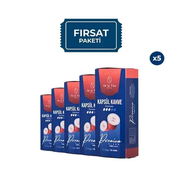 De La Pau %100 Arabica Premium Blend Kapsül Kahve 10'lu x 5 adet