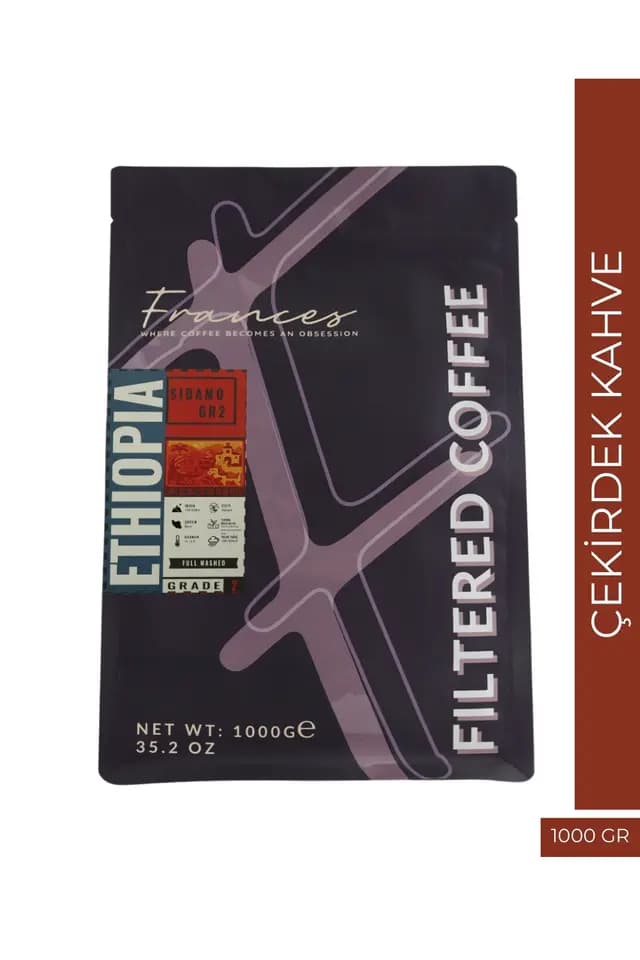 %100 Arabica Ethiopia Sidamo GR2 | Çekirdek Filtre Kahve | 1000 GR | Orta-Yüksek Yoğunluk