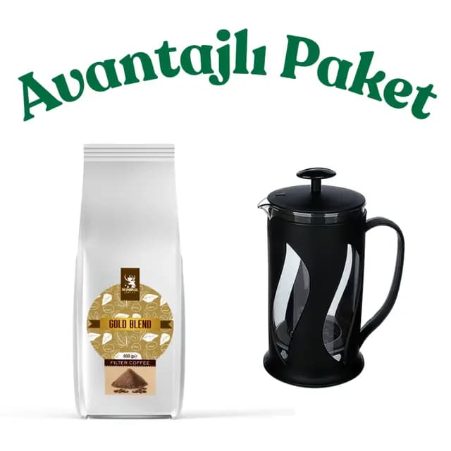 T-COF French Press 500 ml + Nominal Coffee Gold Blend Filtre Kahve 500 gr - Ela Kahve