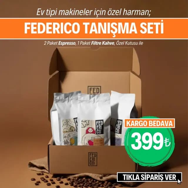 Federico Tanışma Seti - 2 Paket Espresso, 1 Paket Filtre Kahve