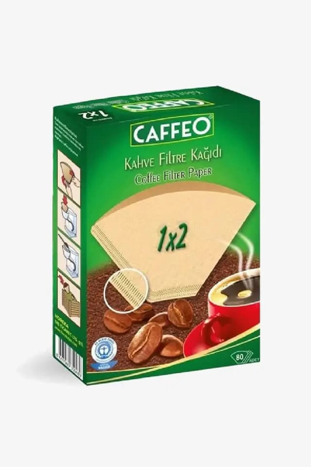Kahve Filtre Kağıdı Caffeo 1x2 80 Adet | Ağartılmamış Doğal Kağıt