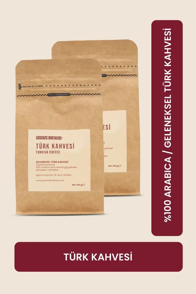 Bol Köpüklü Orta Kavrulmuş Özel Çekirdek %100 Arabica Taze Çekilmiş Geleneksel Türk Kahvesi 2x250 Gr
