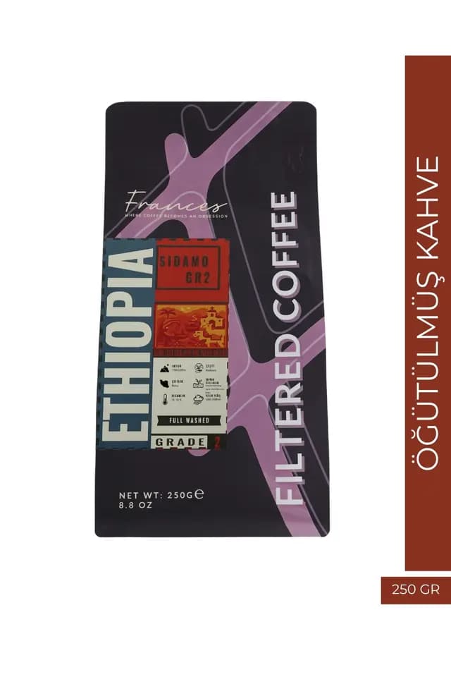 %100 Arabica Ethiopia Sidamo GR2 | Öğütülmüş Filtre Kahve| 250 GR | Orta-Yüksek Yoğunluk