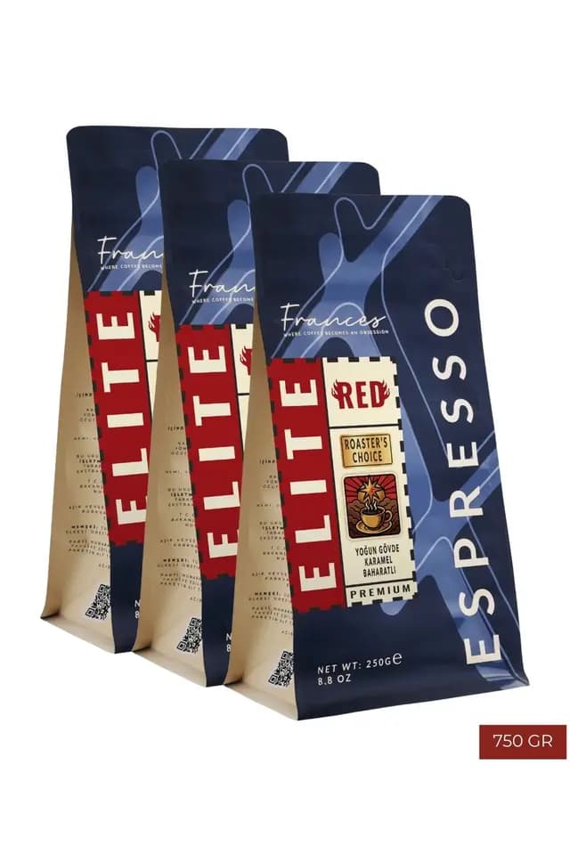 %100 Arabica Elite Red | Espresso | 3x250 GR | Yüksek Yoğunluk