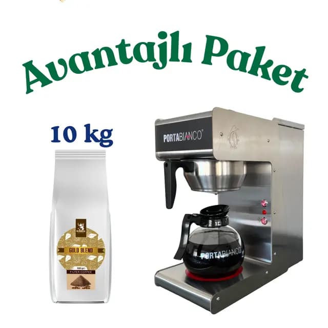 PortaBianco Filtre Kahve Makinesi + 10xNominal Coffee Gold Blend 1 kg Filtre Kahve - Ela Kahve