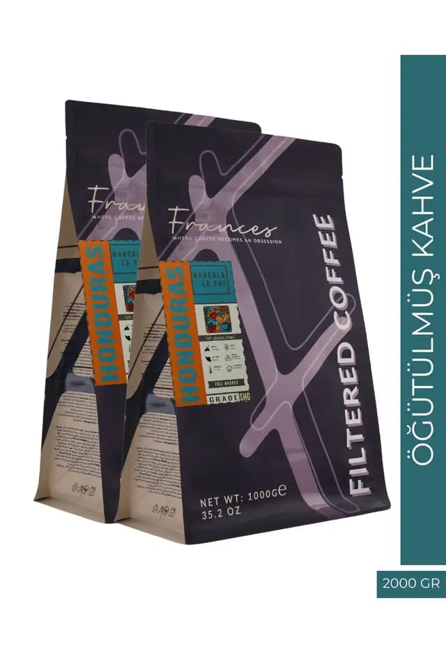 %100 Arabica Honduras Marca La Paz | Öğütülmüş Filtre Kahve | 2*1000 GR | Orta Yoğunluk