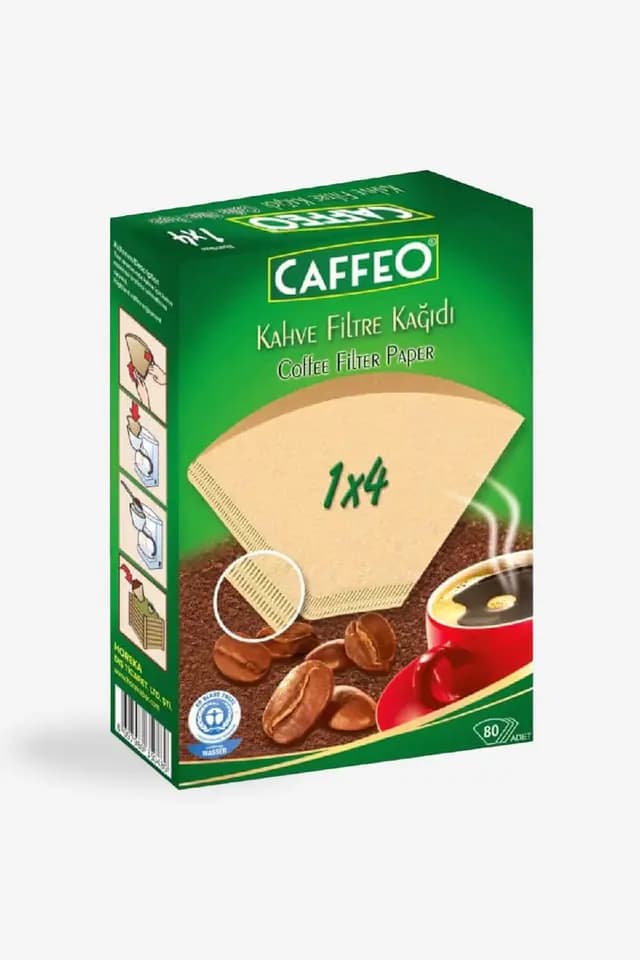 Kahve Filtre Kağıdı Caffeo 1x4 80 Adet | Ağartılmamış Doğal Kağıt