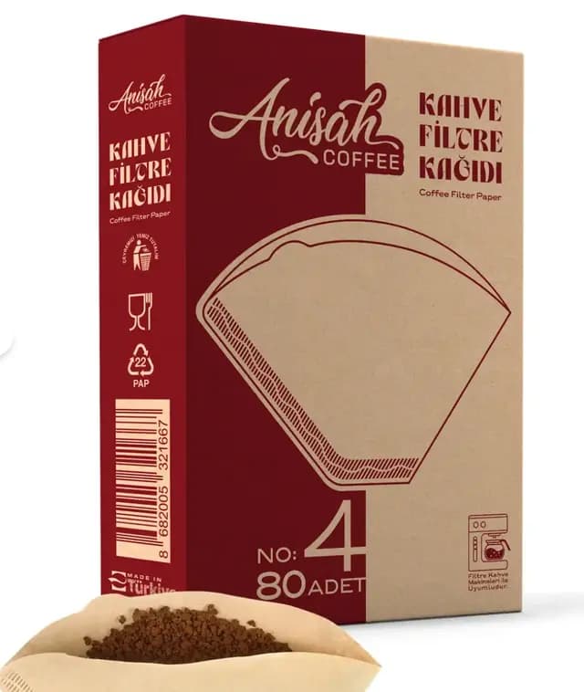 Coffee Filtre Kahve Kağıdı 4 Numara (80 Adet) | Kokusuz | Kimyasalsız | Doğa Dostu | Yırtılmaz