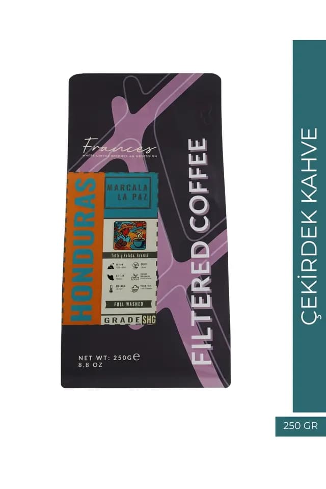%100 Arabica Honduras Marca La Paz| Çekirdek Filtre Kahve | 250 GR | Orta Yoğunluk