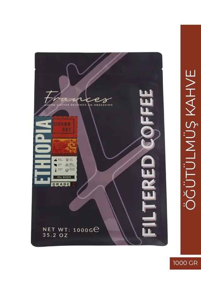 %100 Arabica Ethiopia Sidamo GR2 | Öğütülmüş Filtre Kahve | 1000 GR | Orta-Yüksek Yoğunluk