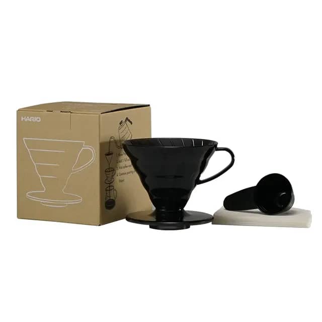Hario V60 02 Siyah Şeffaf Plastik Dripper ve 40’lı Filtre Kağıdı Seti