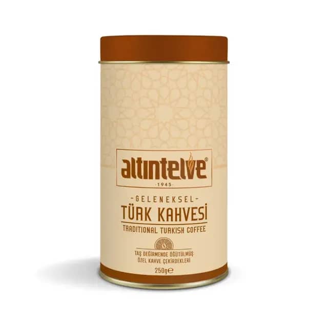 Altıntelve Orta Kavrulmuş Türk Kahvesi 250 gr Teneke – Geleneksel Öğütülmüş Türk Kahvesi