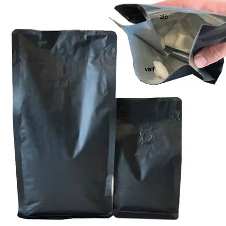Aluminyum Valfli Zipli Kahve Torbası 1 Kg Flat Bottom (Valfli ve Zipli)