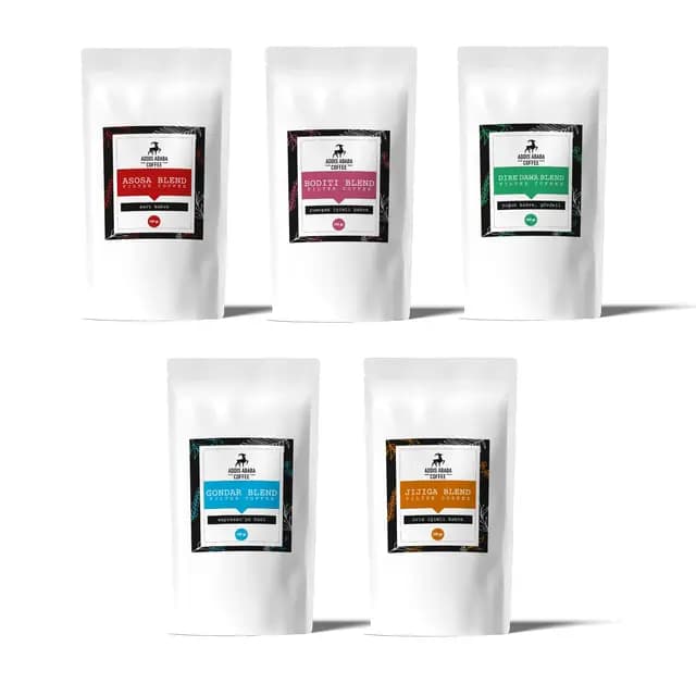 5'li Etiyopya Kahve Seti 500 Gr (5x100Gr) Kavrulmuş Çekirdek