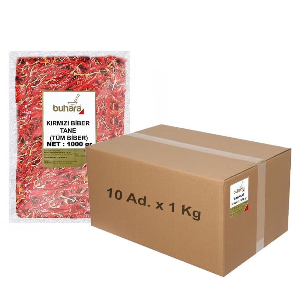 BUHARA TOPTAN KIRMIZI BİBER TANE (TÜM BİBER) 1 KG x 10 Ad - 10 KG