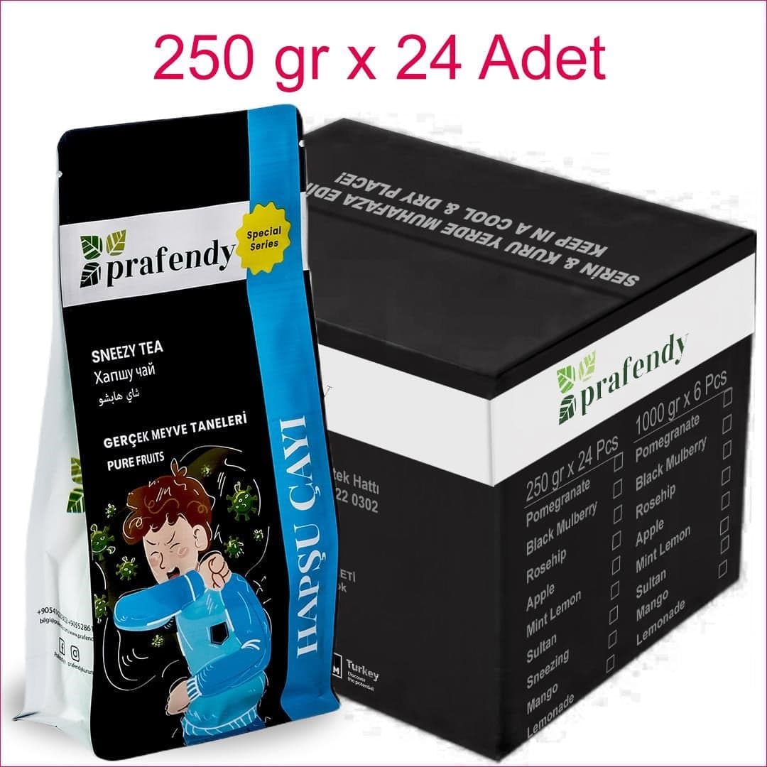PRAFENDY HAPŞU ÇAYI GERÇEK MEYVE TANELİ 250 gr x 24 Ad.