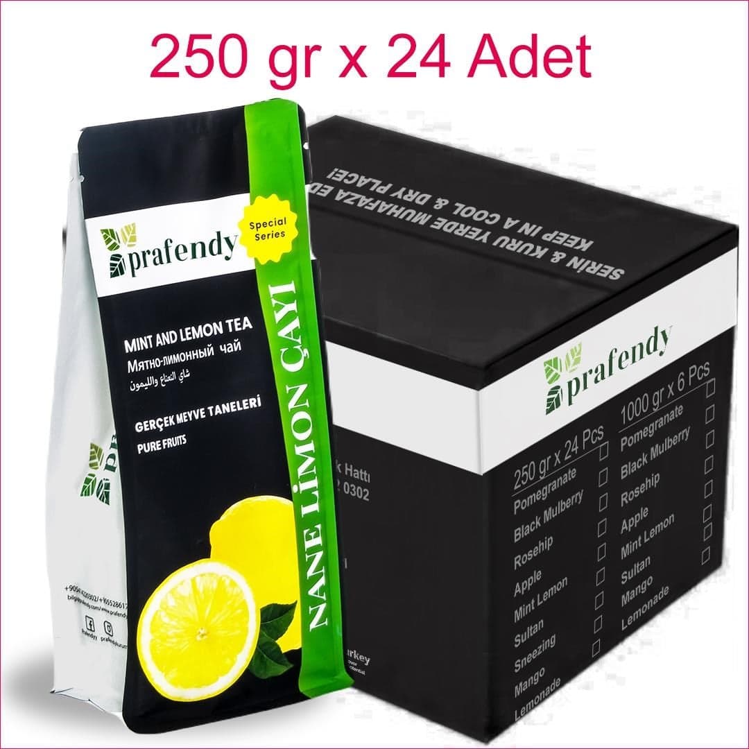 PRAFENDY NANE LİMON ÇAYI GERÇEK MEYVE TANELİ 250 gr x 24 Ad.
