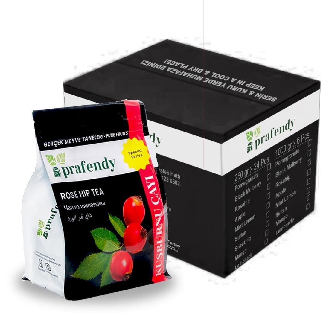 PRAFENDY TOPTAN KUŞBURNU ÇAYI GERÇEK MEYVE TANELİ 1 Kg x 6 Ad.