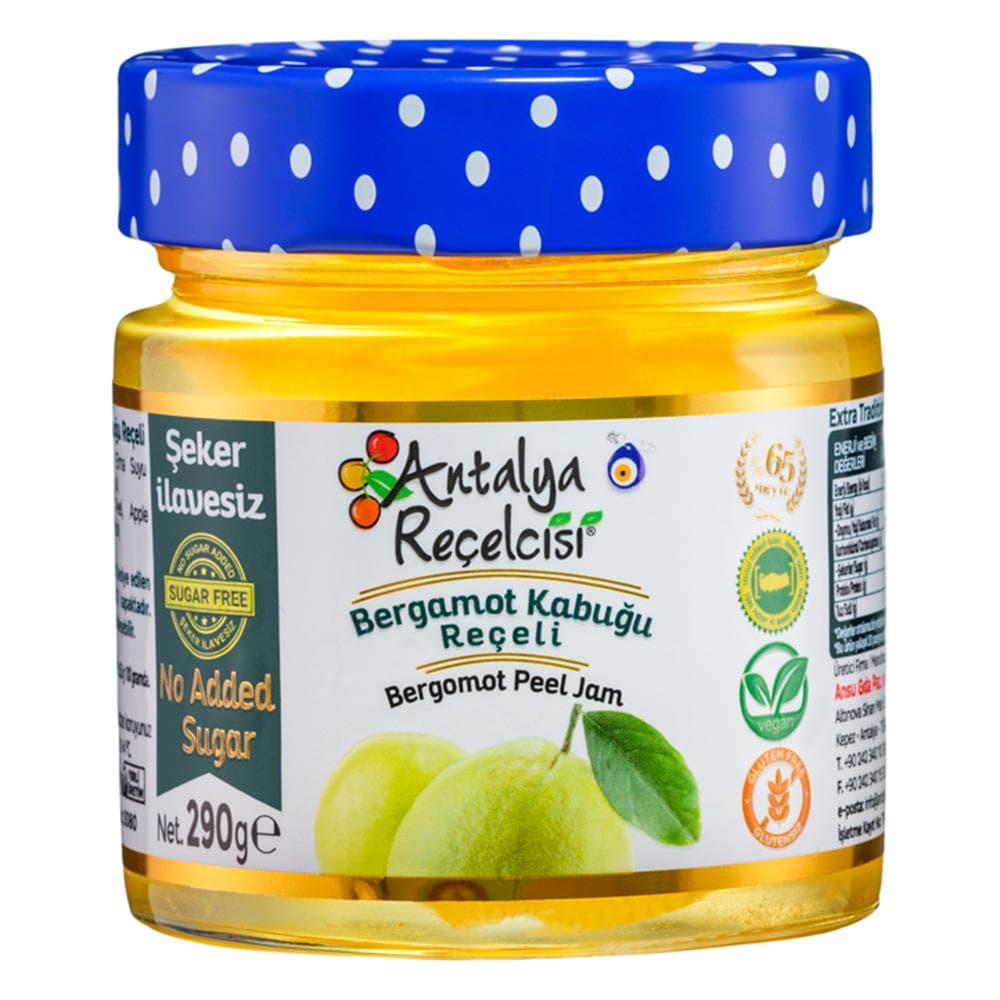 Antalya Reçelcisi Şeker İlavesiz Bergamot Kabuğu Reçeli 290g Cam Kavanoz
