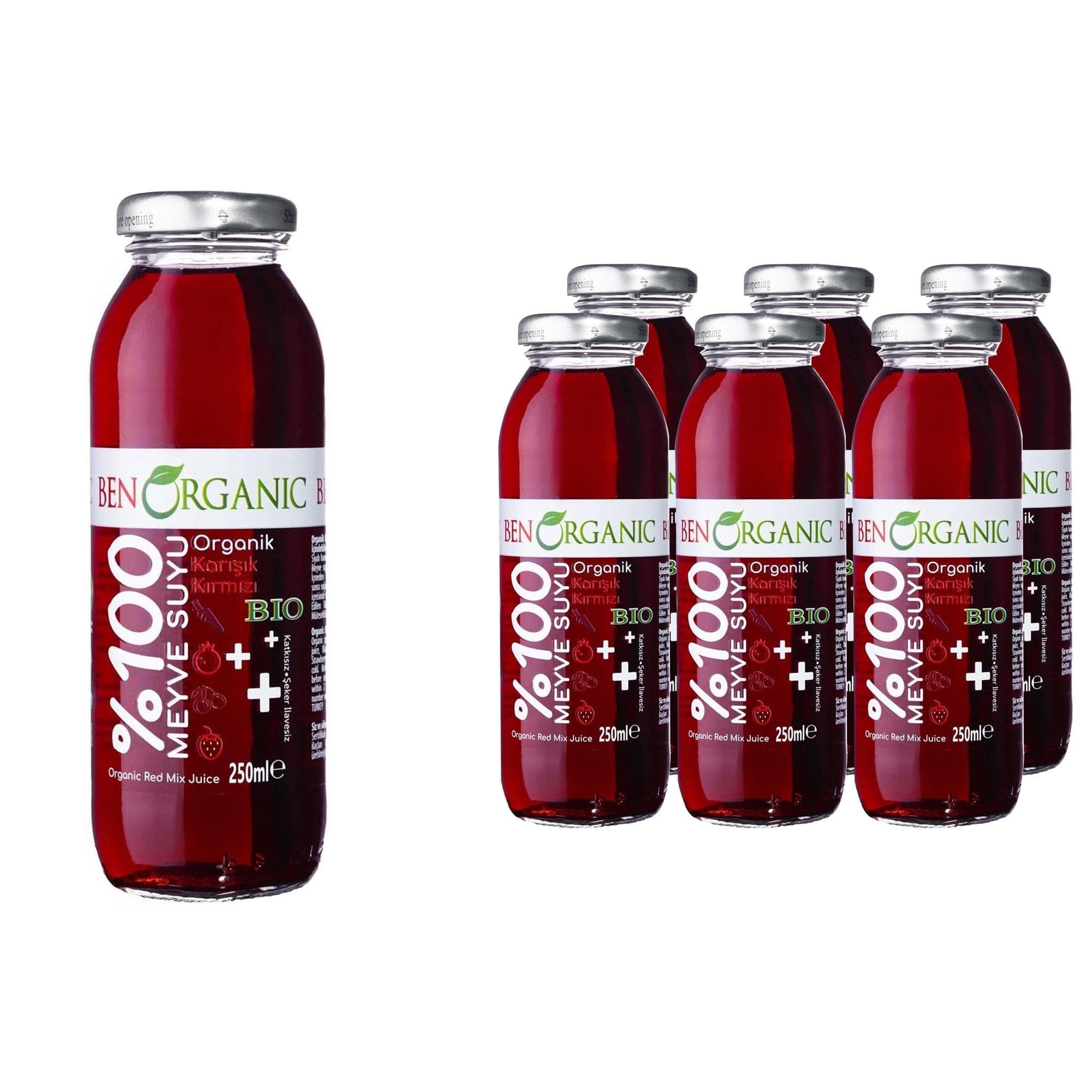 BENORGANIC Organik Nar Suyu 250 ml x 6 Adet Cam Şişe