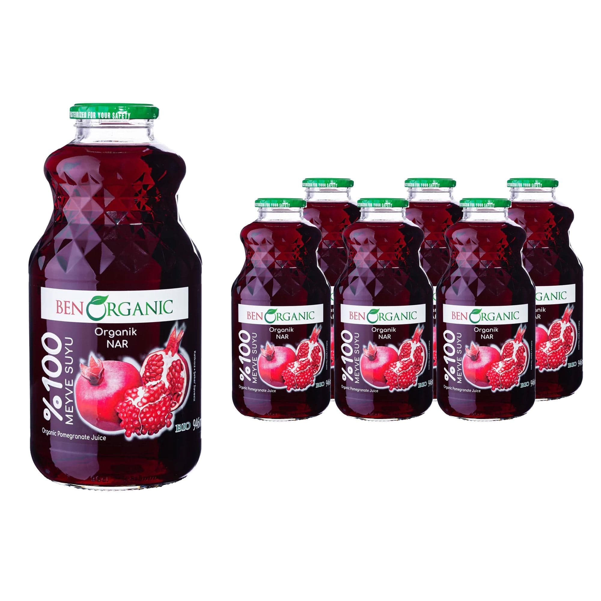 BENORGANIC Organik Nar Suyu 946 ml x 6 Adet Cam Şişe