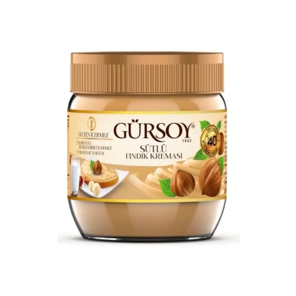 Gürsoy Sütlü Fındık Kreması 400g Cam Kavanoz - Krem Çikolata, Ezmeler