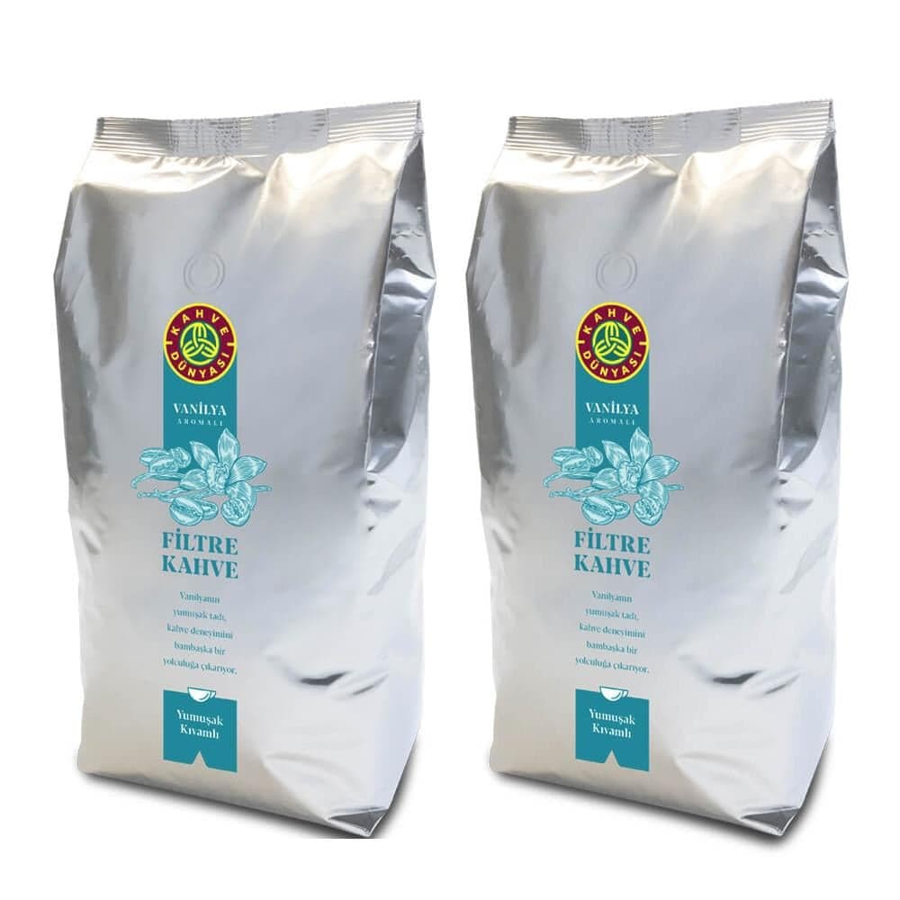 Kahve Dünyası Vanilya Aromalı Filtre Kahve Kavrulmuş Çekirdek 1 kg x 2 Adet