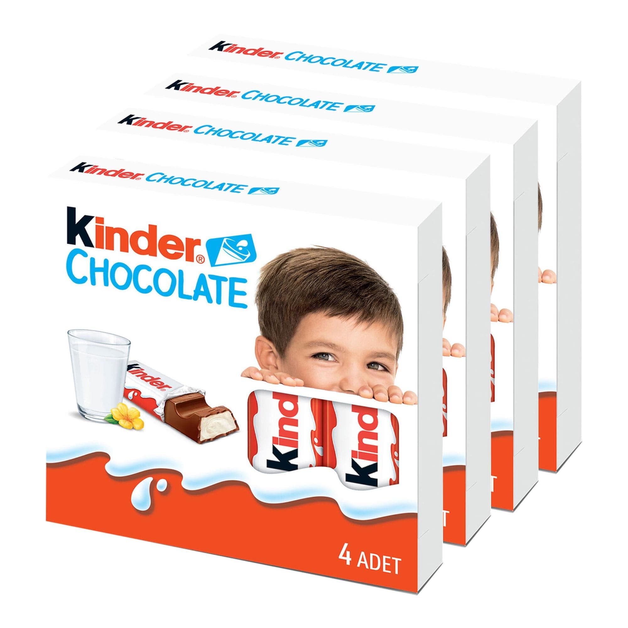 Kinder Chocolate Çikolata Bar | Sütlü Dolgulu | T4 Paket | 50g x 4 Adet