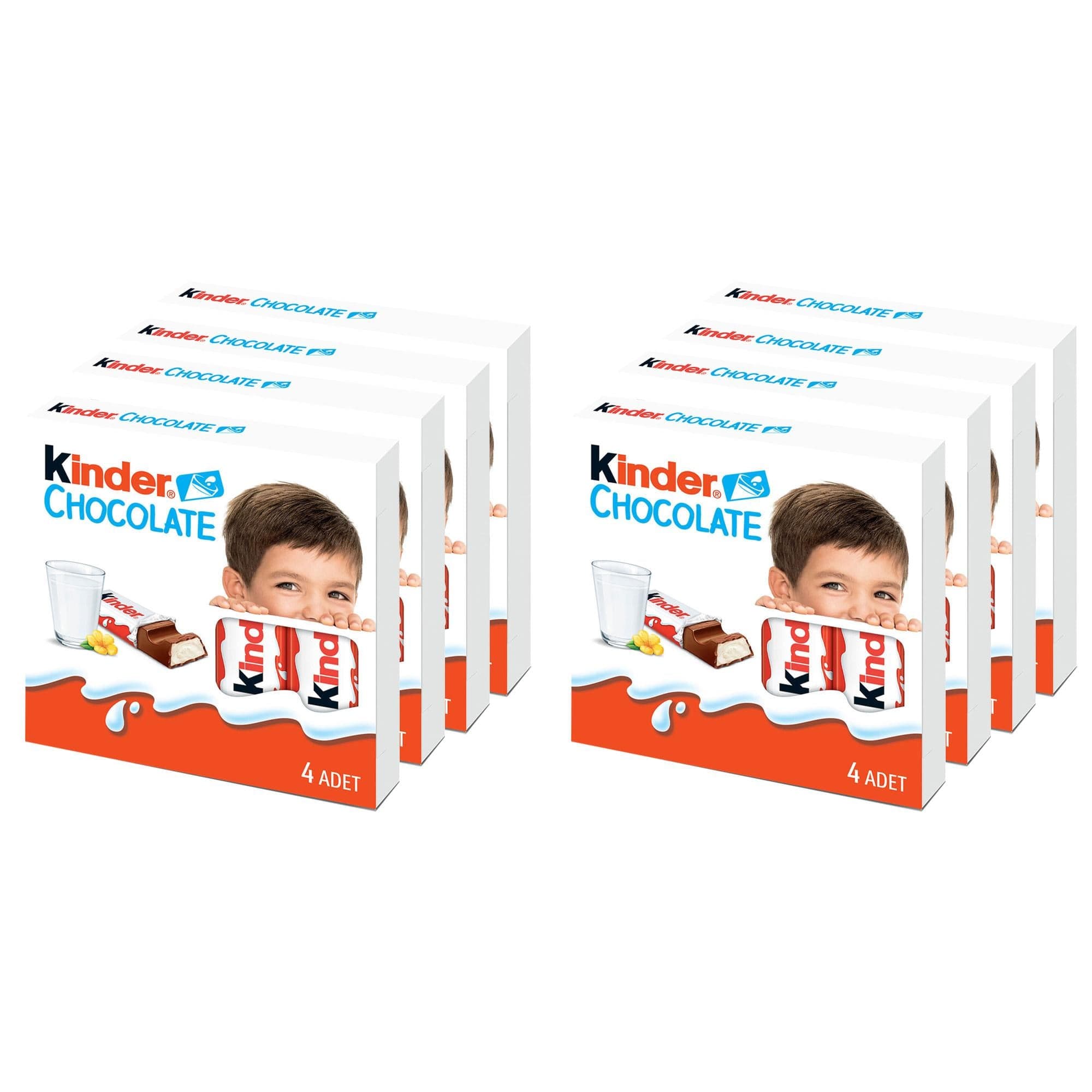 Kinder Chocolate Çikolata Bar | Sütlü Dolgulu | T4 Paket | 50g x 8 Adet