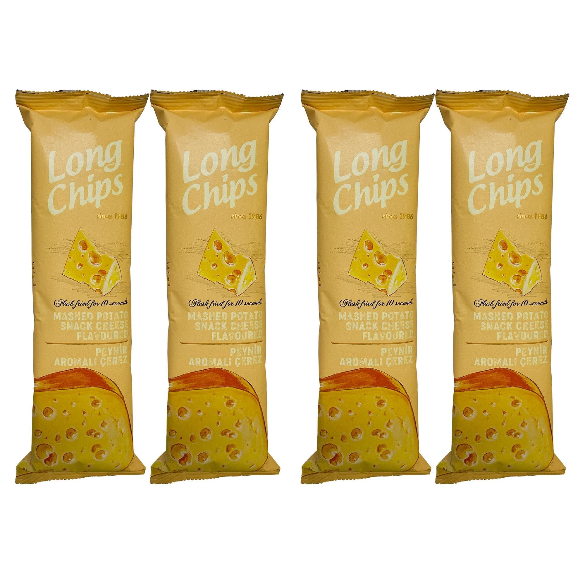 Long Chips Peynir Aromalı Patates Cipsi | Uzun Cips | Az Yağlı | Letonya Ürünü | 75 g x 4 Adet