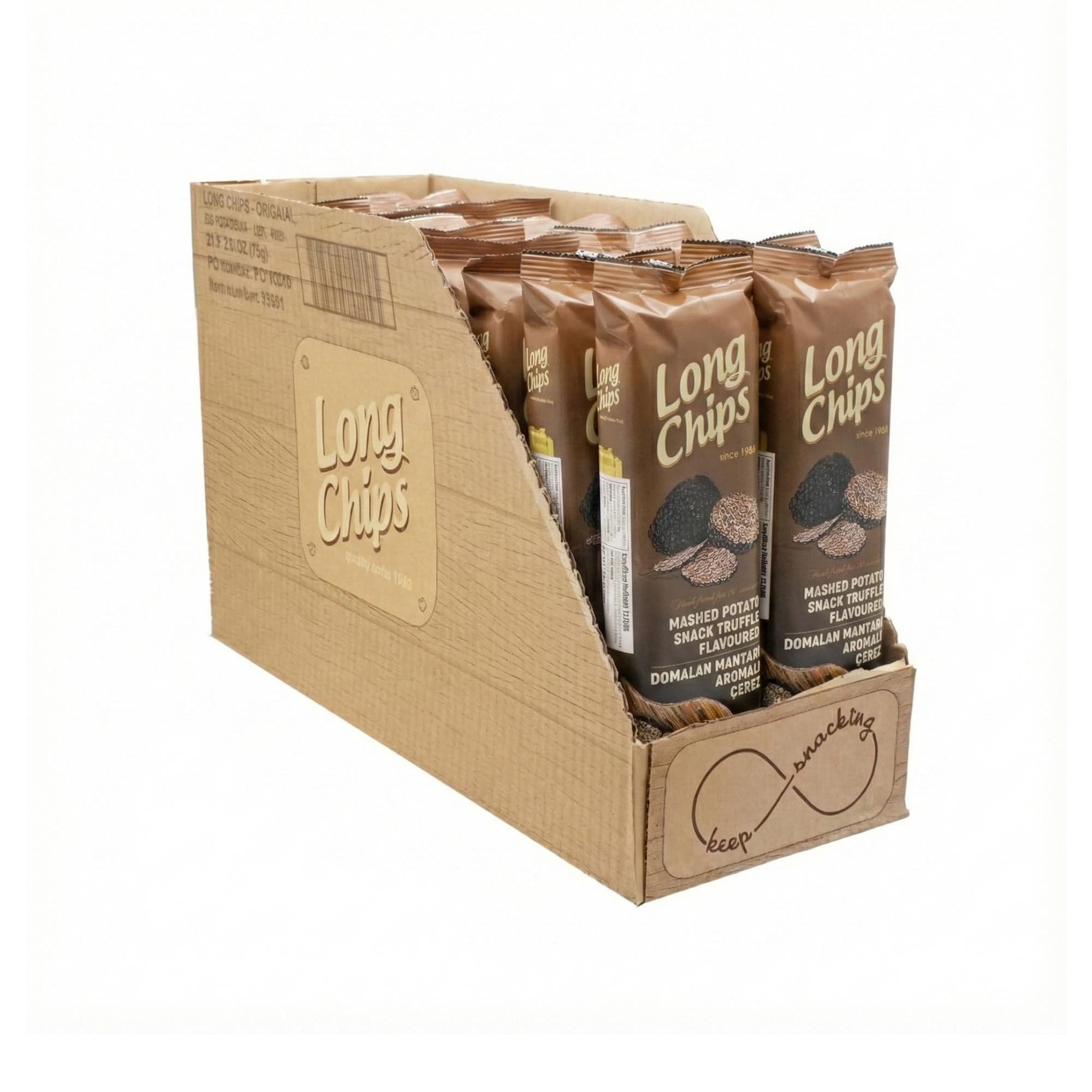 Long Chips Truf Mantar Aromalı Patates Cipsi | Uzun Cips | Az Yağlı | Letonya Ürünü | 75g x 20 Adet