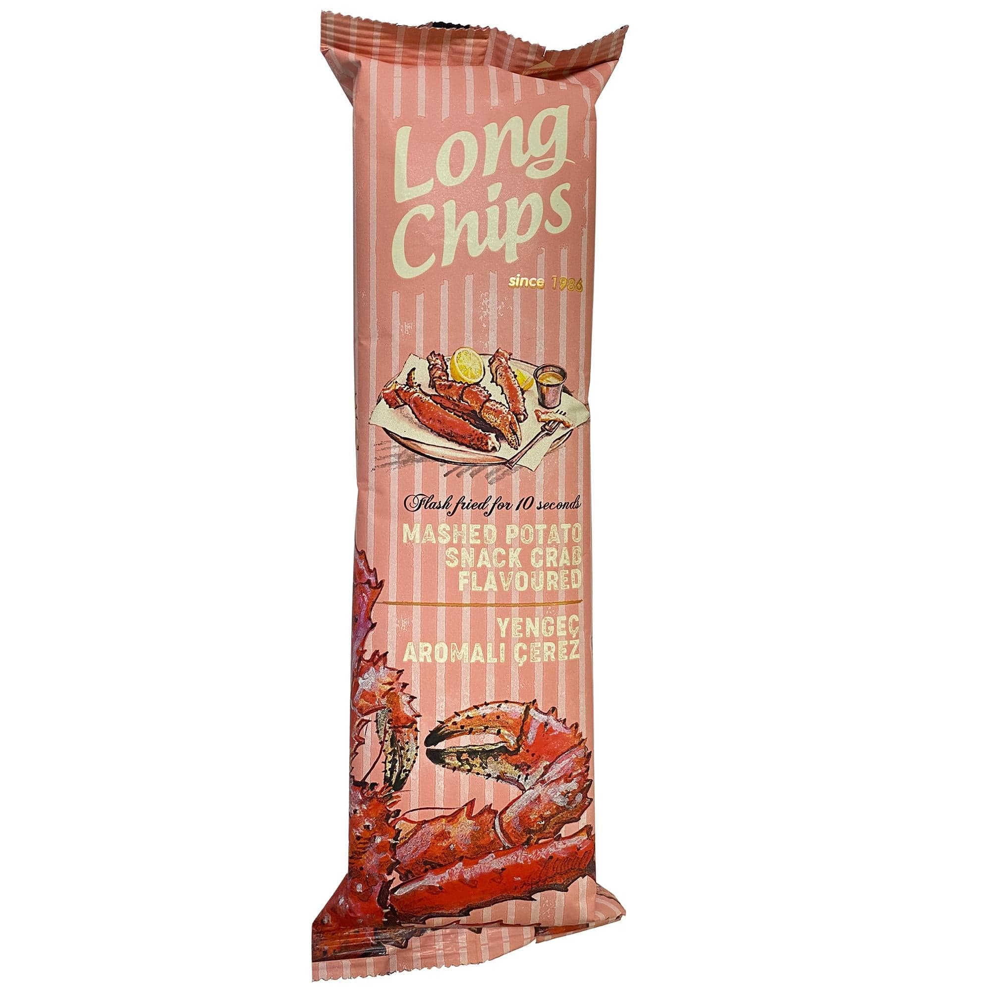 Long Chips Yengeç Aromalı Patates Cipsi | Uzun Cips | Az Yağlı | Letonya Ürünü | 75 g