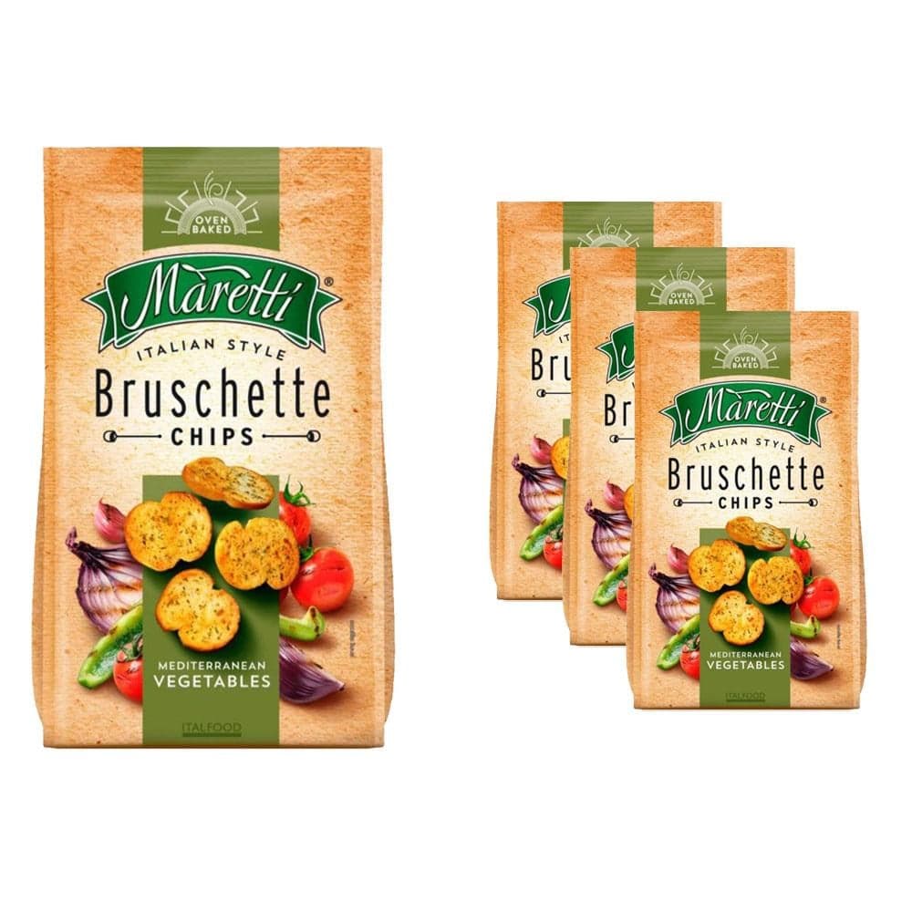 Maretti Bruschette Mediterranean Vegetables Akdeniz Sebzeleri Kızartılmış Ekmek Cips 70g x 3 Adet