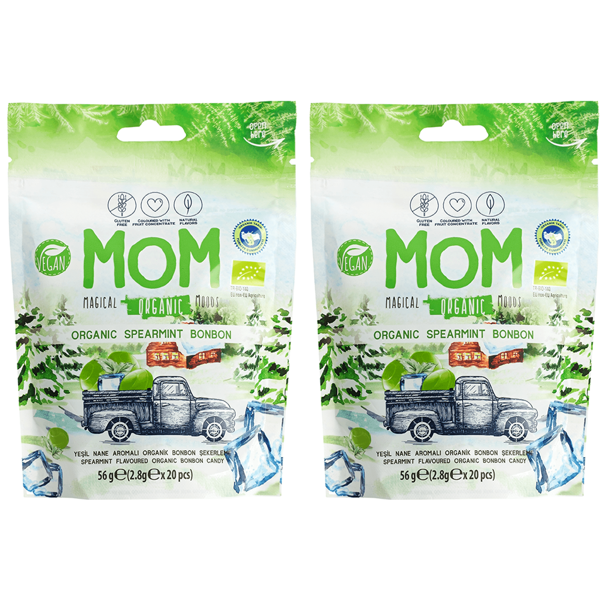 MOM Organik Naneli Bonbon Şeker 56 g x 2 Adet