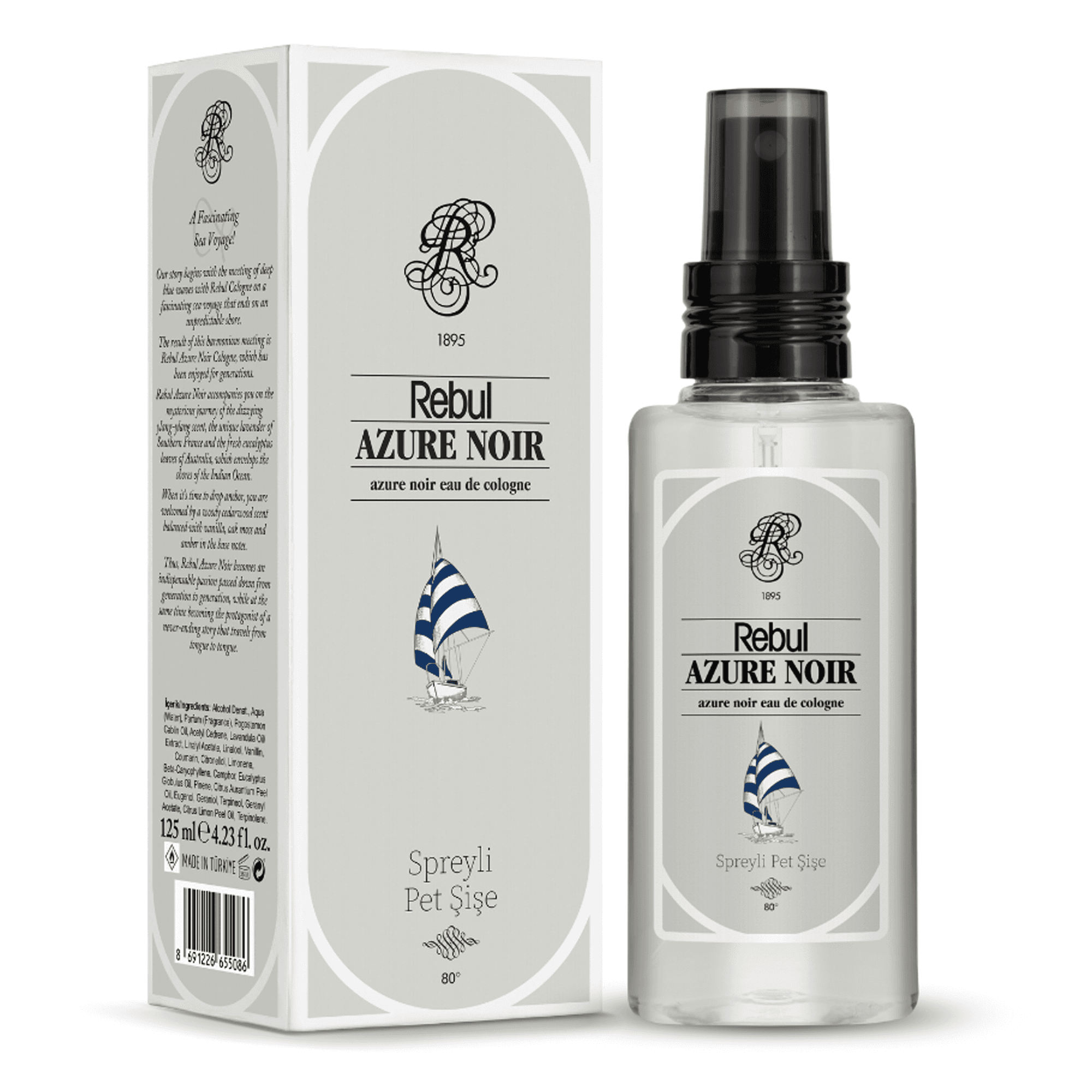 Rebul Azure 125 ml Sprey Kolonya - Pratik Pet Şişe (80 Derece)