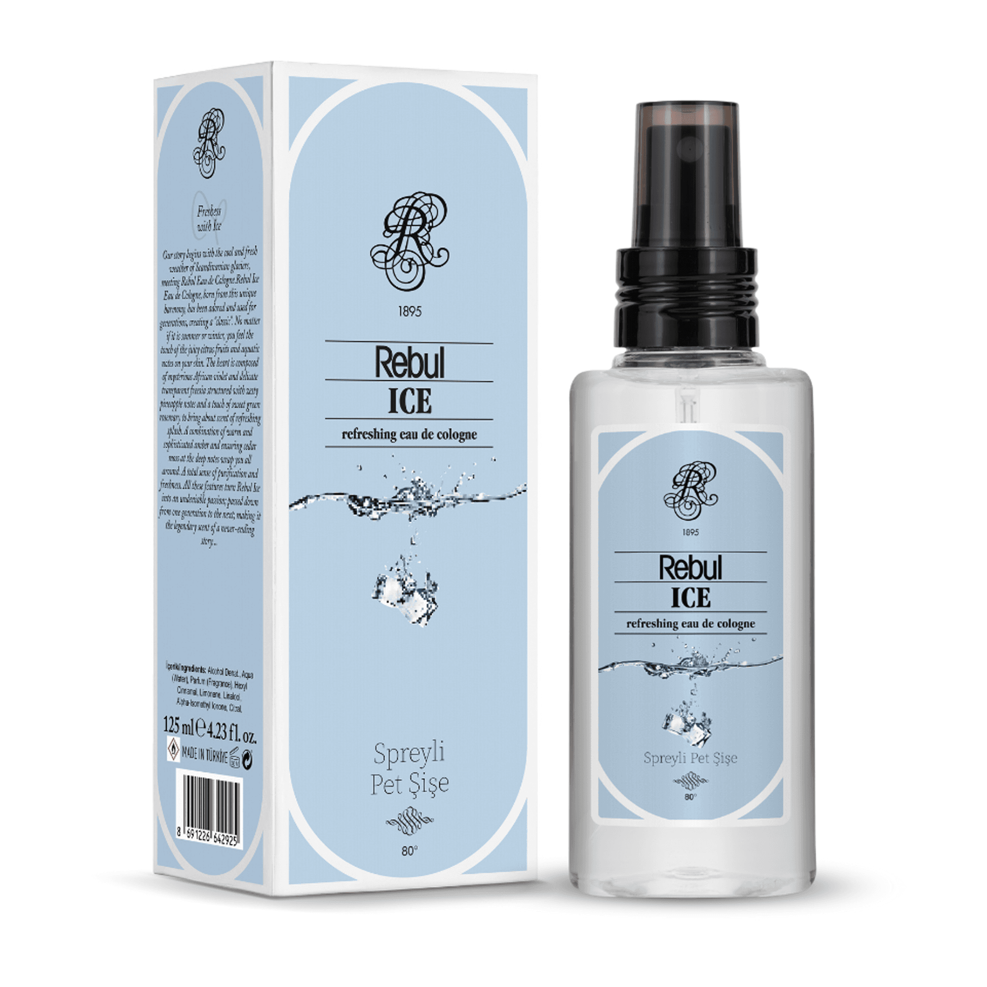 Rebul Ice Ferahlatıcı Sprey Kolonya 125 ml - Pratik Pet Şişe