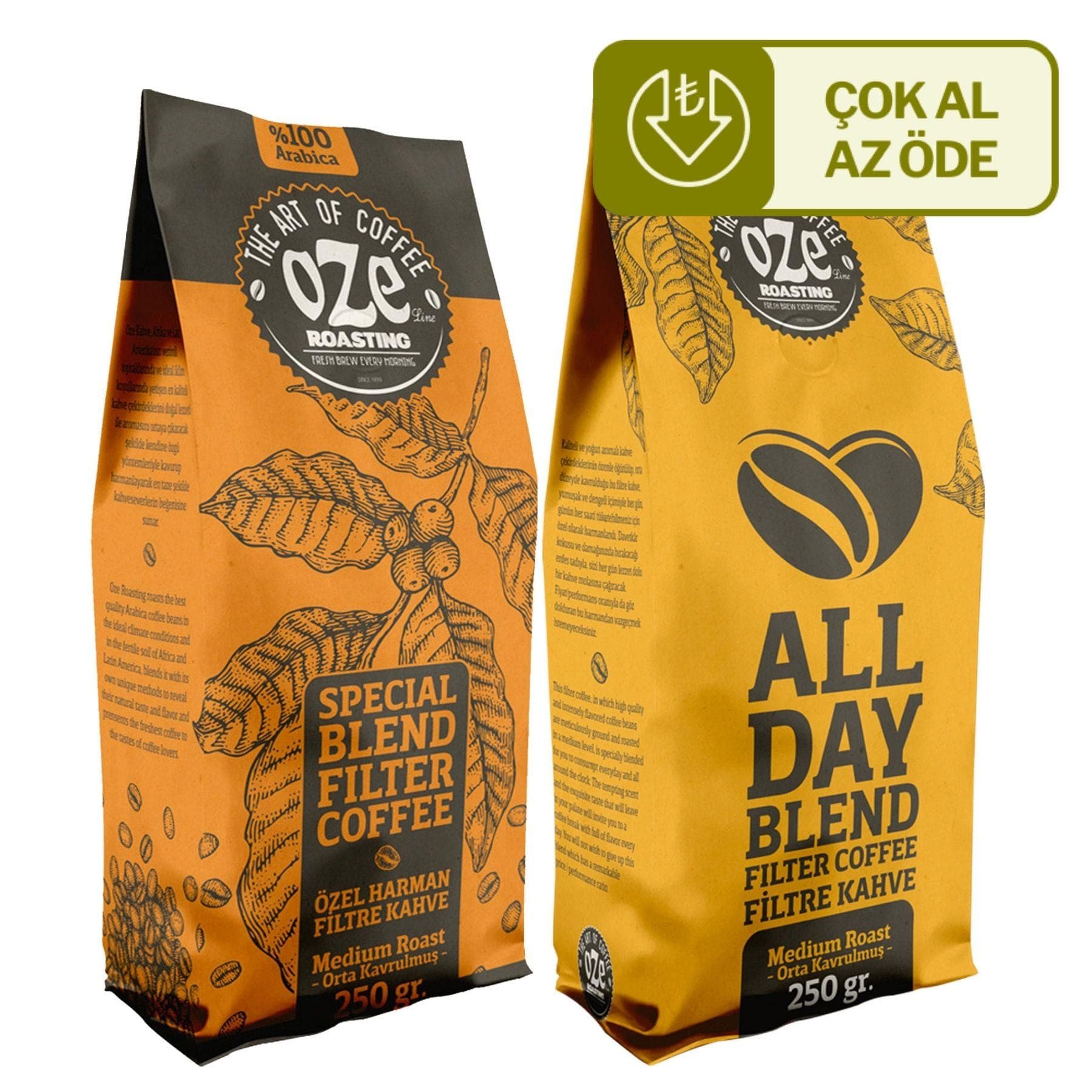 All Day Blend ve Special Blend Filtre Kahve Tanışma Seti 2'li 250G
