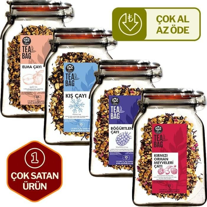 Meyve Çayı Tanışma Seti Kış, Elma, Kırmızı Orman Meyveleri, Böğürtlen Çayı 4'lü 125G